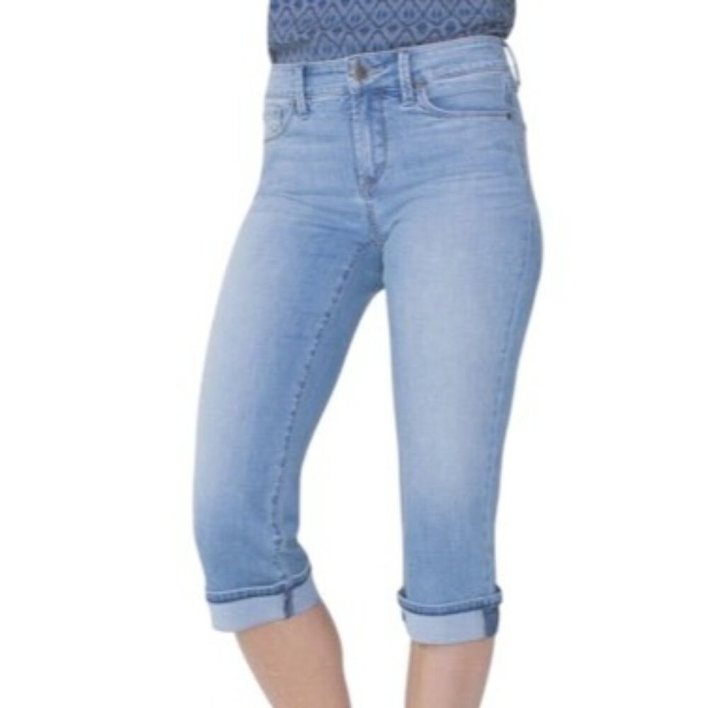 Women's Nydj Marilyn Cuffed Stretch Crop Jeans, Size 8 - Blue